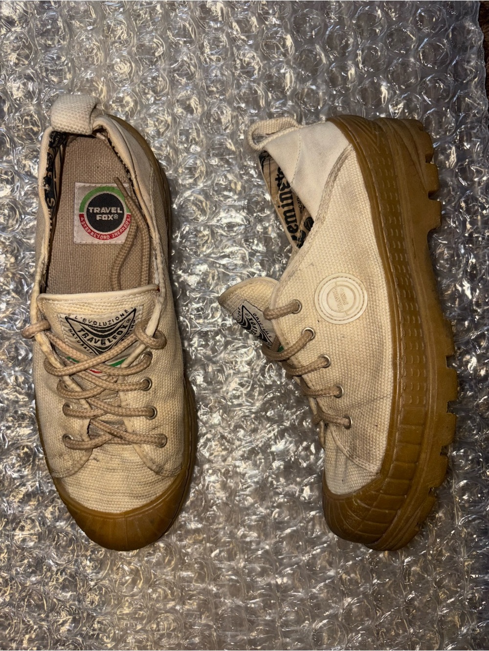 Fox Beige Canvas Sneakers with Gum Sole